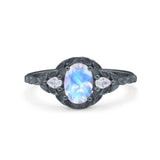 Floral Oval Natural Stone Wedding Ring