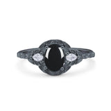 Floral Oval Natural Stone Wedding Ring