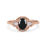 Floral Oval Natural Stone Wedding Ring