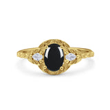 Floral Oval Natural Stone Wedding Ring