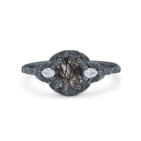 Floral Oval Natural Stone Wedding Ring