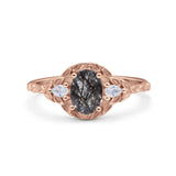 Floral Oval Natural Stone Wedding Ring