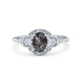 Floral Oval Natural Stone Wedding Ring