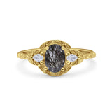 Floral Oval Natural Stone Wedding Ring