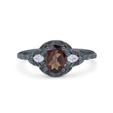 Floral Oval Natural Stone Wedding Ring