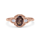 Floral Oval Natural Stone Wedding Ring