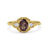 Floral Oval Natural Stone Wedding Ring