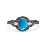 Floral Oval Natural Stone Wedding Ring