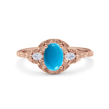 Floral Oval Natural Stone Wedding Ring