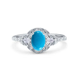 Floral Oval Natural Stone Wedding Ring
