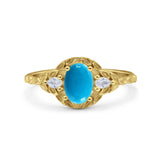 Floral Oval Natural Stone Wedding Ring