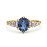 Oval Natural Stone Tapered Baguette Ring