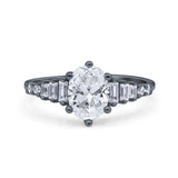 Oval Natural Stone Tapered Baguette Ring