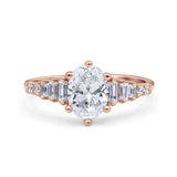 Oval Natural Stone Tapered Baguette Ring