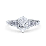 Oval Natural Stone Tapered Baguette Ring