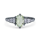 Oval Natural Stone Tapered Baguette Ring