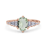 Oval Natural Stone Tapered Baguette Ring