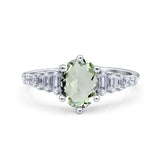 Oval Natural Stone Tapered Baguette Ring