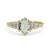 Oval Natural Stone Tapered Baguette Ring