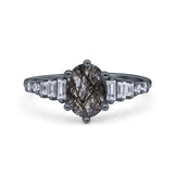 Oval Natural Stone Tapered Baguette Ring