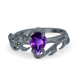 Pear Teardrop Leaf Vintage Style Ring