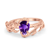Pear Teardrop Leaf Vintage Style Ring