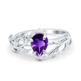Pear Teardrop Leaf Vintage Style Ring
