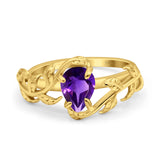 Pear Teardrop Leaf Vintage Style Ring