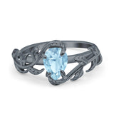 Pear Teardrop Leaf Vintage Style Ring