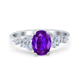 Art Deco Natural Amethyst Silver Ring