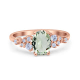 Art Deco Natural Green Amethyst Prasiolite Silver Ring