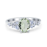 Art Deco Natural Green Amethyst Prasiolite Silver Ring