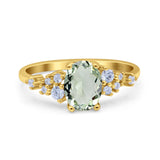Art Deco Natural Green Amethyst Prasiolite Silver Ring