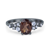 Art Deco Natural Chocolate Smoky Quartz Silver Ring