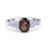 Art Deco Natural Chocolate Smoky Quartz Silver Ring