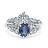 Vintage Oval Leaf Style Chevron Ring