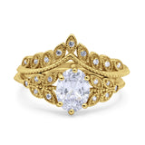 Vintage Oval Leaf Style Chevron Ring