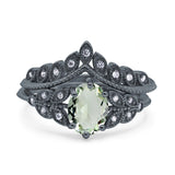 Vintage Oval Leaf Style Chevron Ring