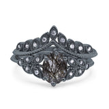 Vintage Oval Leaf Style Chevron Ring