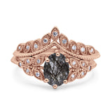 Vintage Oval Leaf Style Chevron Ring