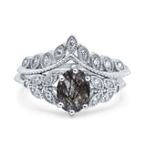 Vintage Oval Leaf Style Chevron Ring