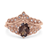 Vintage Oval Leaf Style Chevron Ring