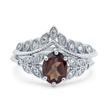 Vintage Oval Leaf Style Chevron Ring