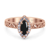 Marquise Halo Filigree Ring