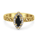 Marquise Halo Filigree Ring