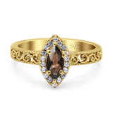 Marquise Halo Filigree Ring