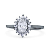 Art Deco Oval Halo Floral Ring
