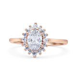 Art Deco Oval Halo Floral Ring