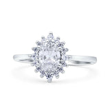 Art Deco Oval Halo Floral Ring