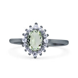 Art Deco Oval Halo Floral Ring